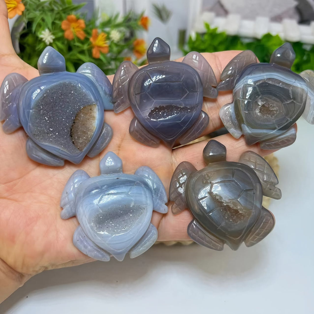 Adorno de tortuga de ágata geoda natural de Olivenorma, decoración con piedras preciosas