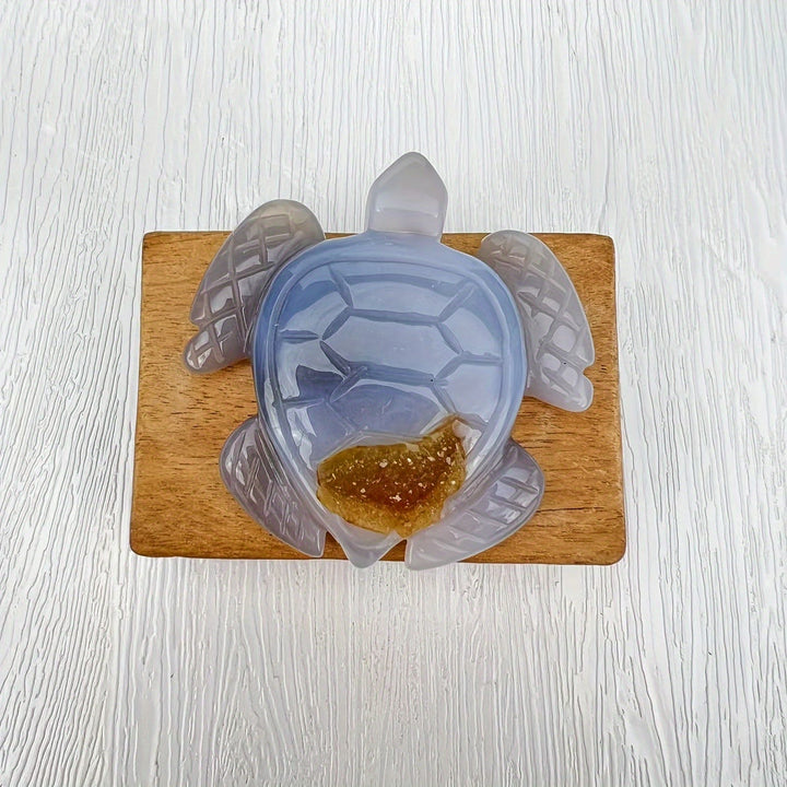 Adorno de tortuga de ágata geoda natural de Olivenorma, decoración con piedras preciosas
