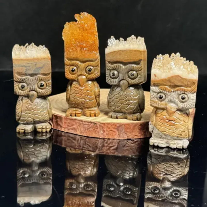 Adorno de búho con cristales transparentes de Olivenorma, decoración con piedras preciosas