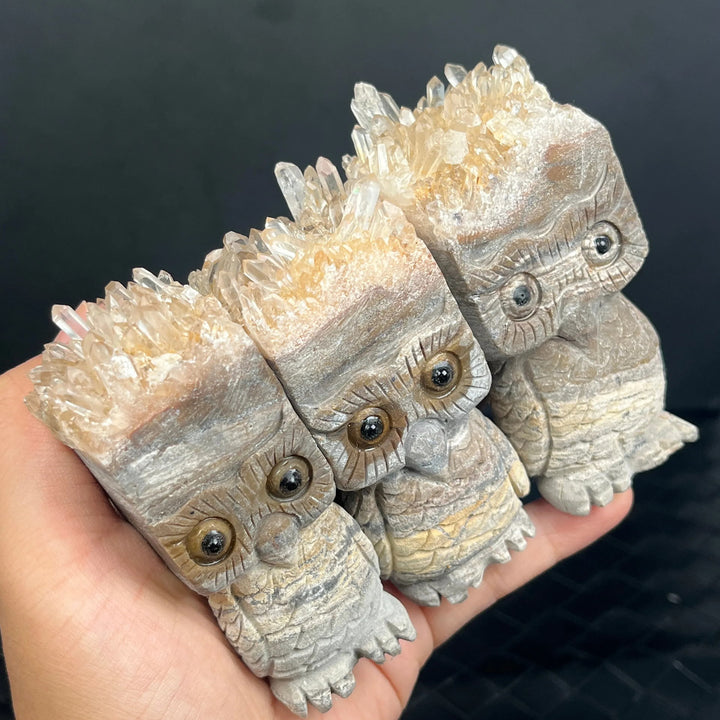 Adorno de búho con cristales transparentes de Olivenorma, decoración con piedras preciosas