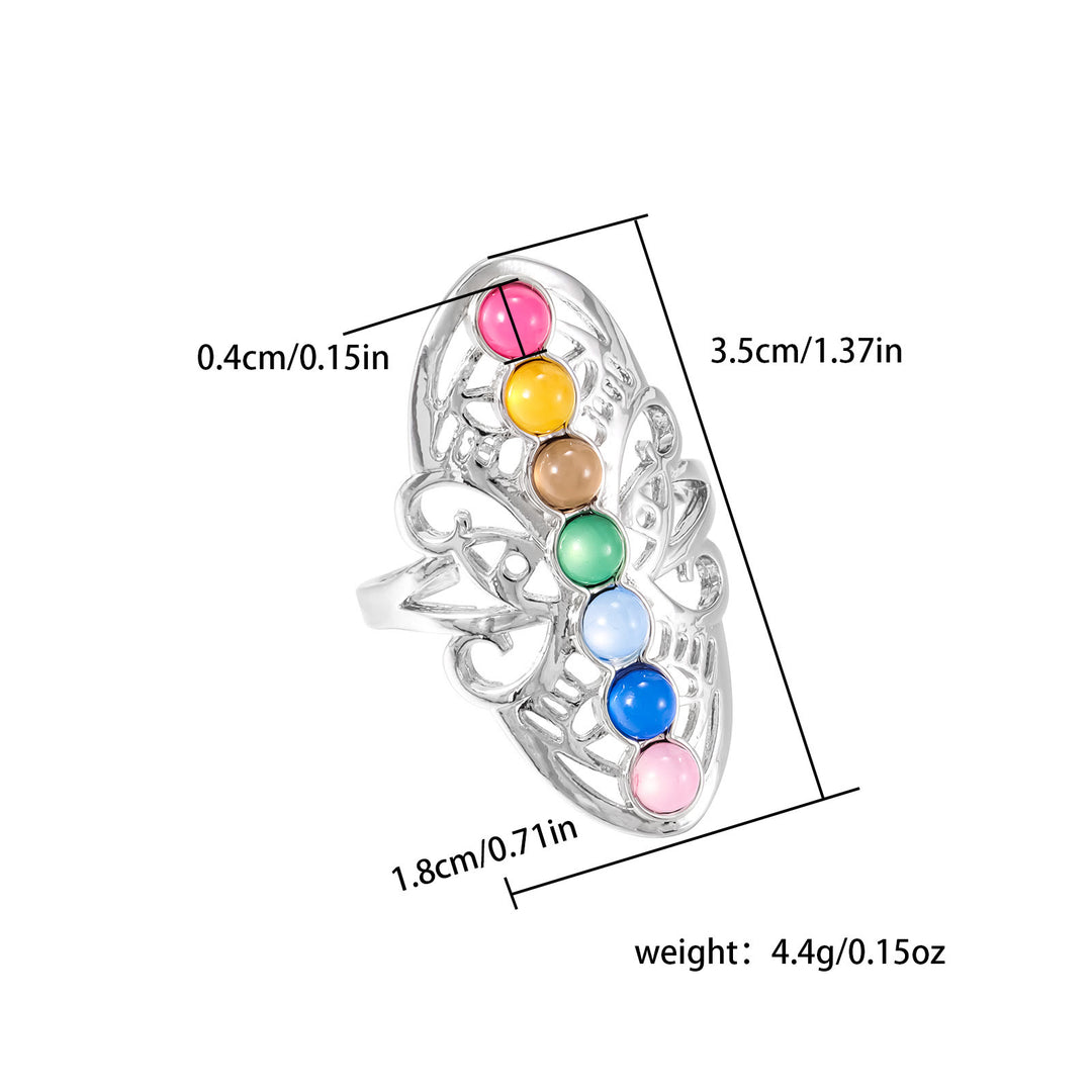 Anillo ajustable hueco de cristal de 7 chakras de Olivenorma