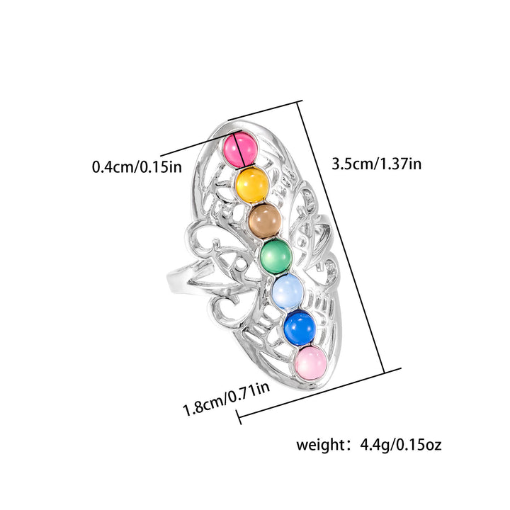 Anillo ajustable hueco de cristal de 7 chakras de Olivenorma
