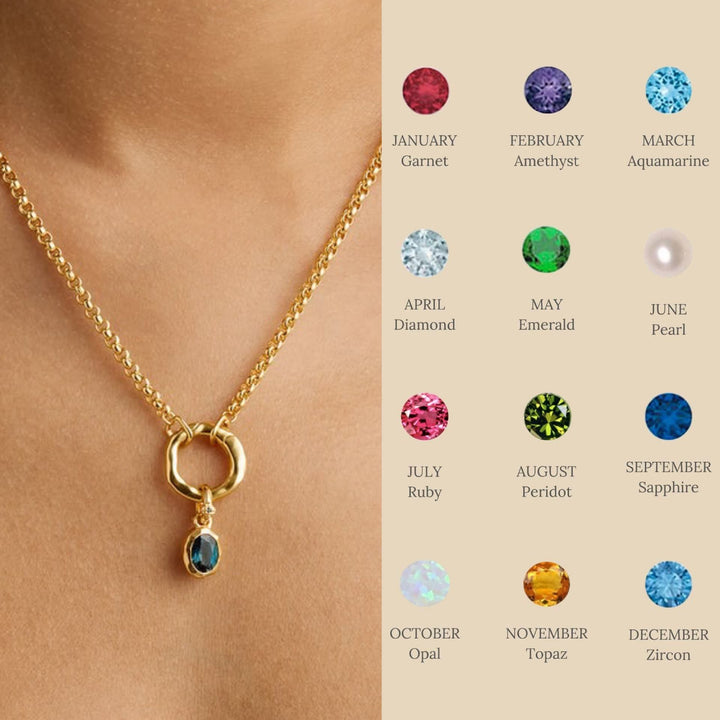 Collar con colgante de piedra natal de Olivenorma y gemas de cristal natural