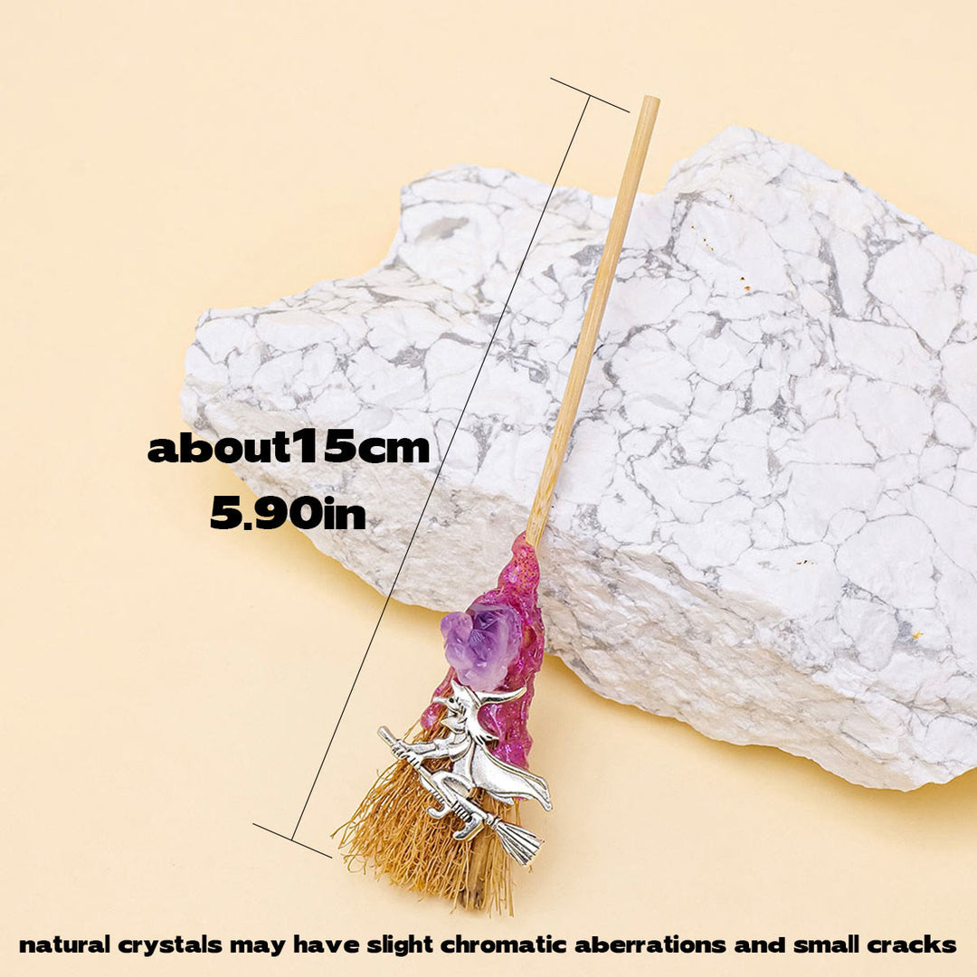 Adorno decorativo de escoba mágica en miniatura de amatista de Olivenorma