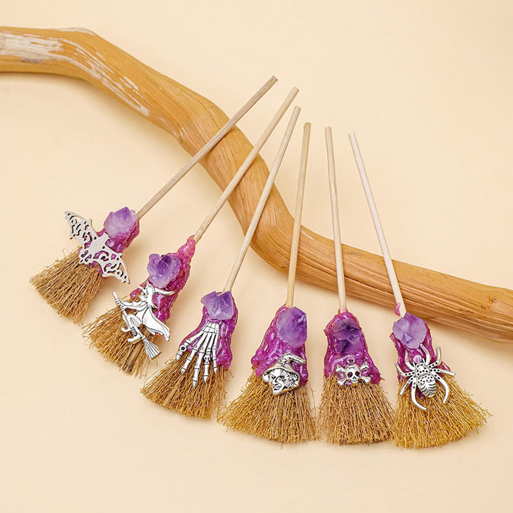 Adorno decorativo de escoba mágica en miniatura de amatista de Olivenorma