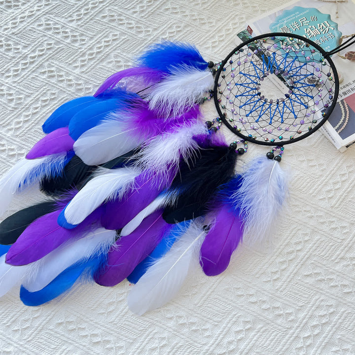 Atrapasueños azul y morado con cuentas de amatista de Olivenorma