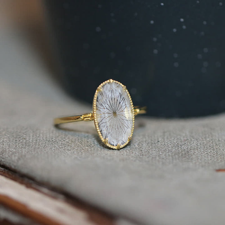 Anillo grabado de cristal transparente natural de Olivenorma