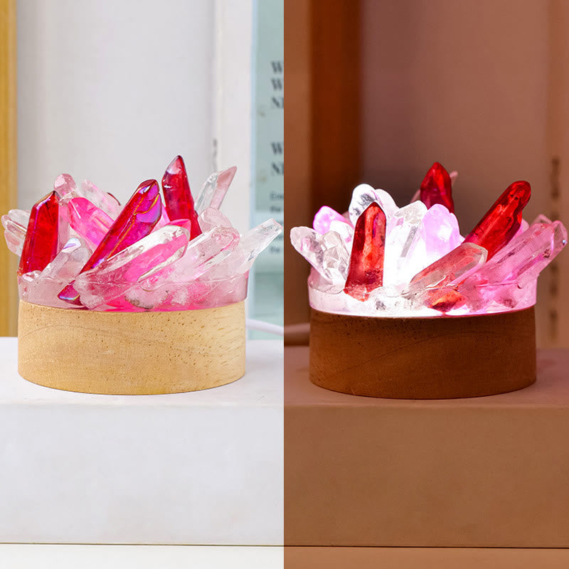 Lámpara de noche de cristal con piedra rugosa de Olivenorma