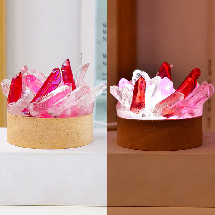 Lámpara de noche de cristal con piedra rugosa de Olivenorma