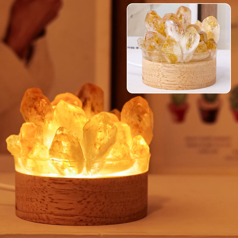 Lámpara de noche de cristal con piedra rugosa de Olivenorma