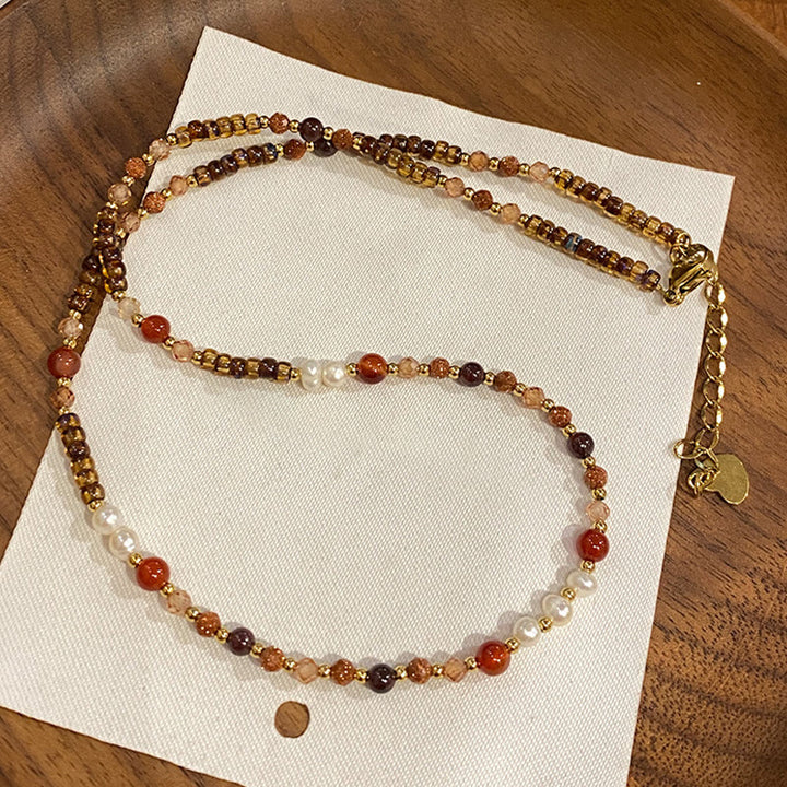 Collar de cuentas de bodhi de ágata natural de Olivenorma