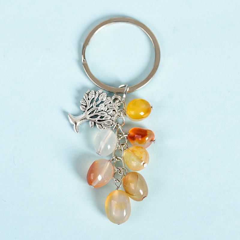 Llavero con piedra cruda natural de Olivenorma y árbol de la vida