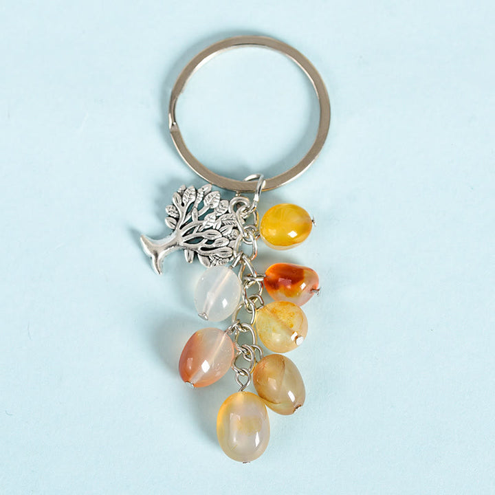 Llavero con piedra cruda natural de Olivenorma y árbol de la vida