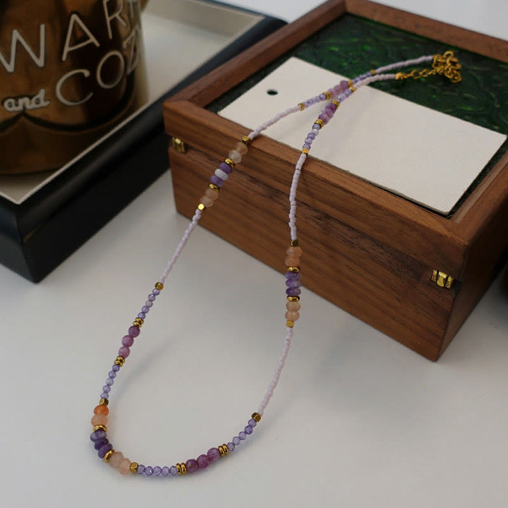 Collar de cuentas con dijes de gota de cristal natural de Olivenorma