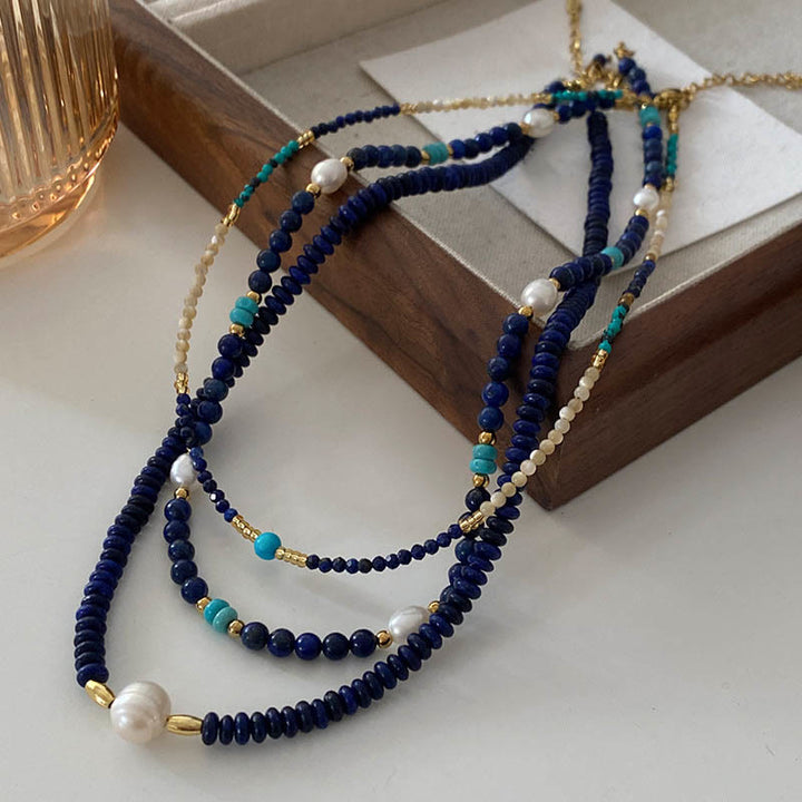 Collar de cuentas de lapislázuli natural azul Klein de Olivenorma