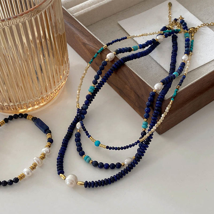 Collar de cuentas de lapislázuli natural azul Klein de Olivenorma