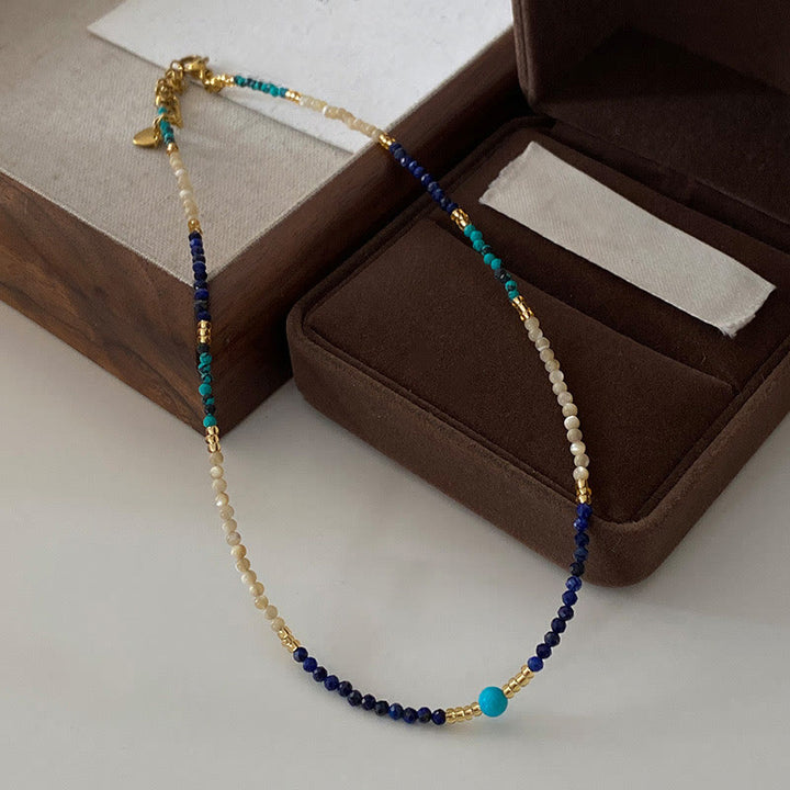 Collar de cuentas de lapislázuli natural azul Klein de Olivenorma