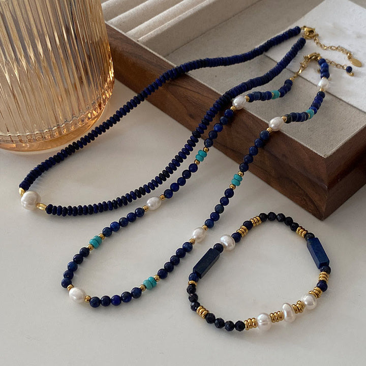 Collar de cuentas de lapislázuli natural azul Klein de Olivenorma