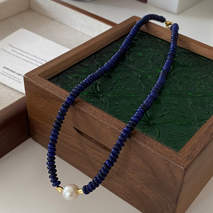 Collar de cuentas de lapislázuli natural azul Klein de Olivenorma
