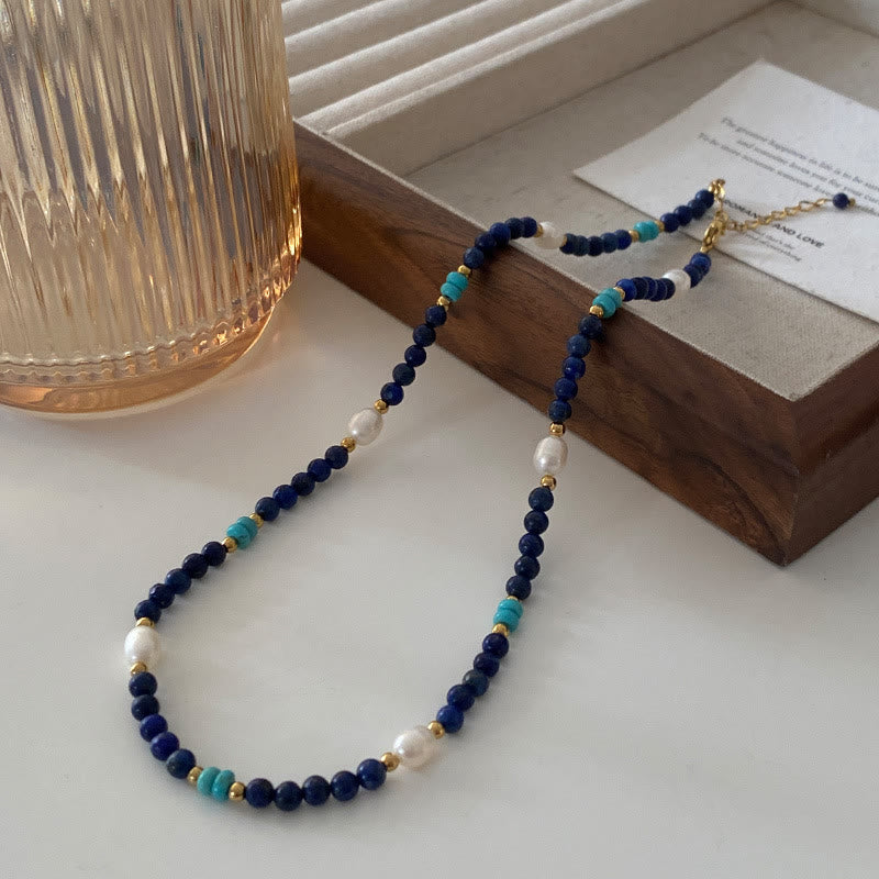 Collar de cuentas de lapislázuli natural azul Klein de Olivenorma