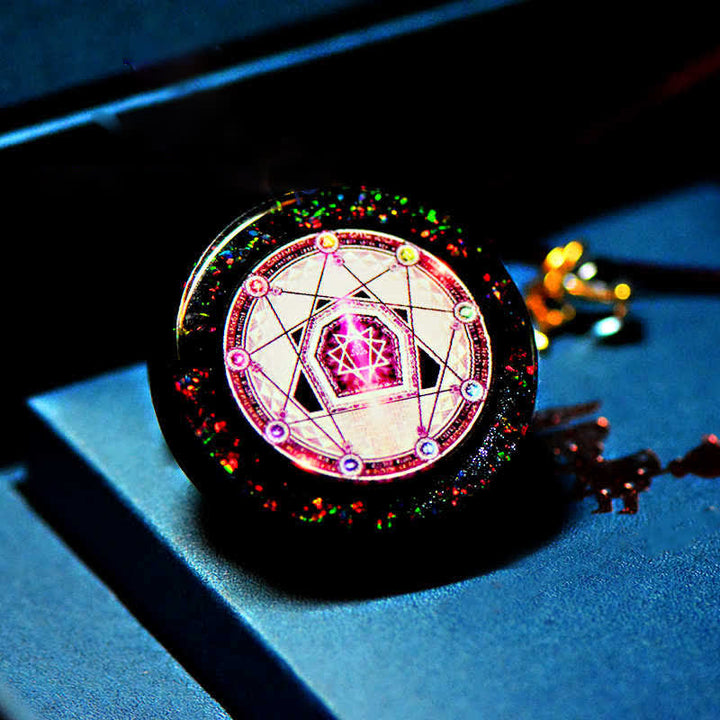 Collar de orgón energético de cuarzo rubí y granate Olivenorma