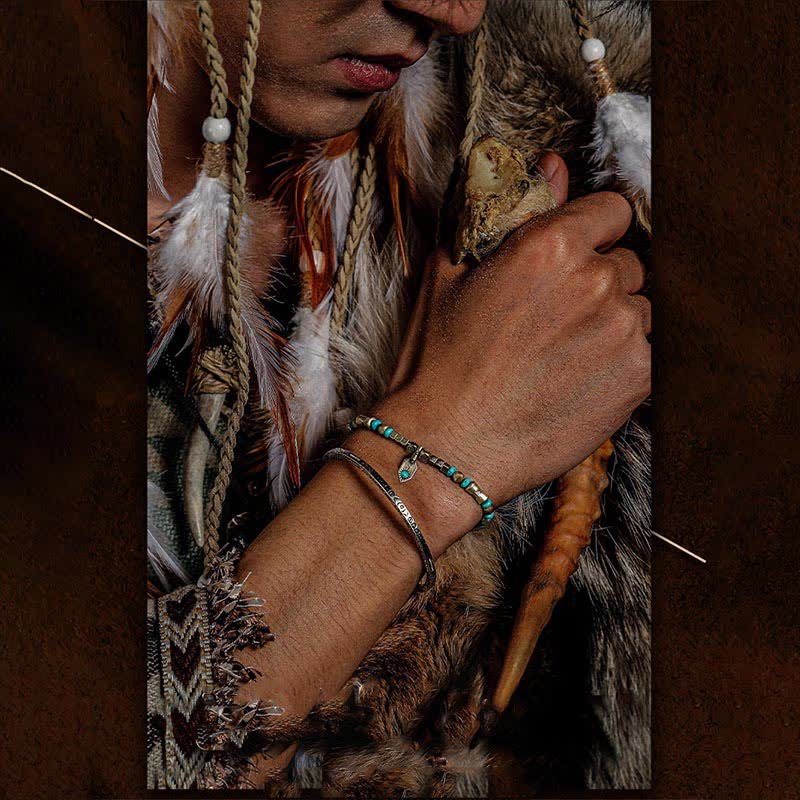 Pulsera de cuentas de jaspe con imagen turquesa "Tribal Secrets" de Olivenorma 