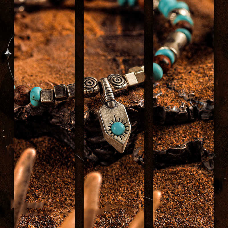 Pulsera de cuentas de jaspe con imagen turquesa "Tribal Secrets" de Olivenorma 