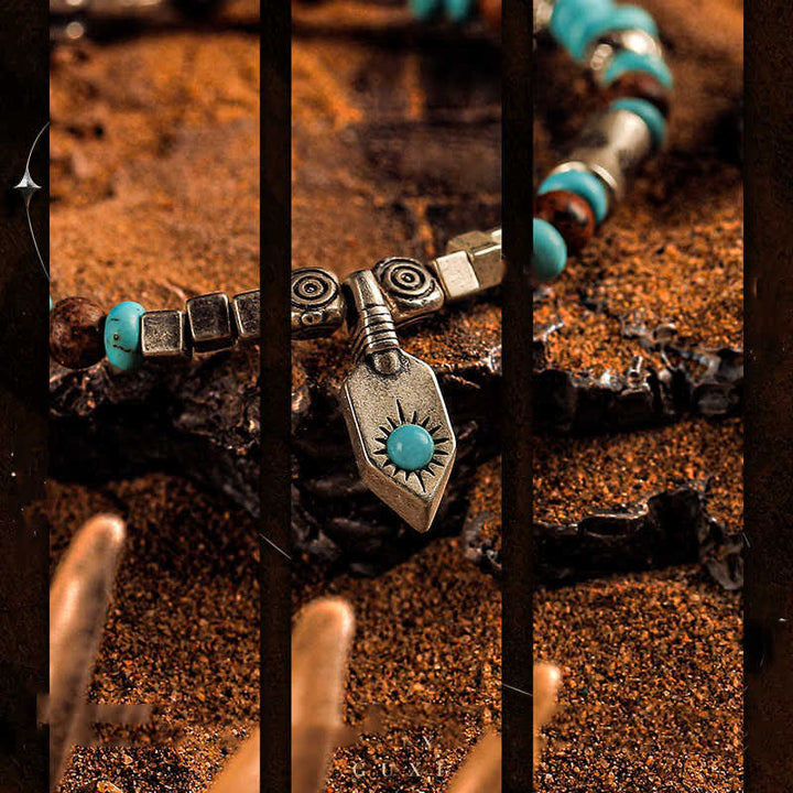 Pulsera de cuentas de jaspe con imagen turquesa "Tribal Secrets" de Olivenorma 