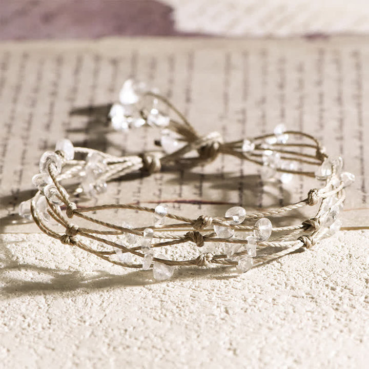 Pulsera trenzada con flores de cristal triturado natural de Olivenorma