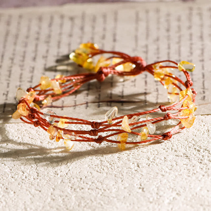 Pulsera trenzada con flores de cristal triturado natural de Olivenorma