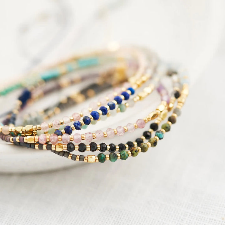 Pulsera con cordón de cuentas de piedra natural Olivenorma 