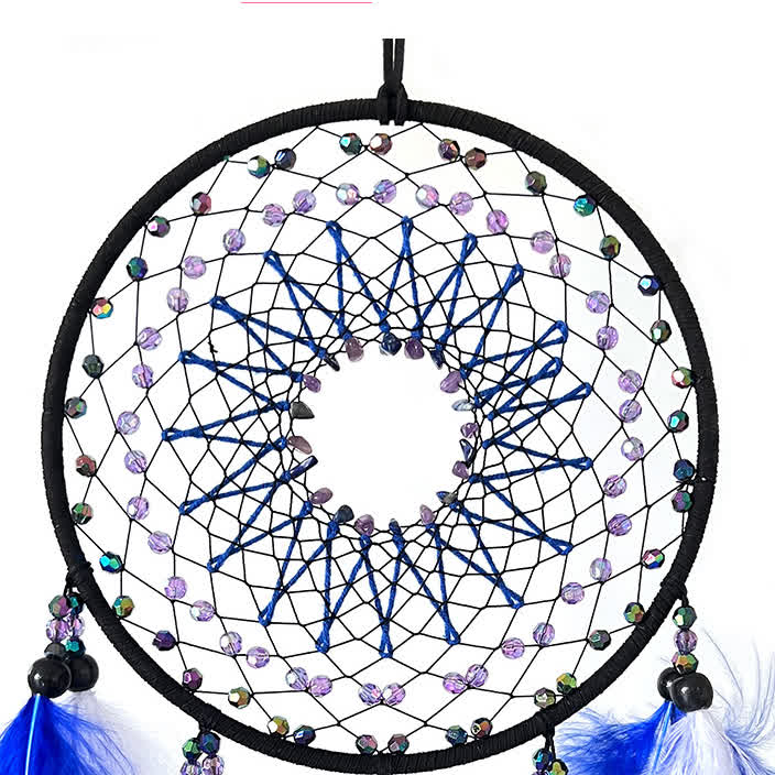 Atrapasueños azul y morado con cuentas de amatista de Olivenorma