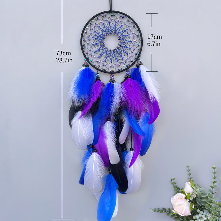 Atrapasueños azul y morado con cuentas de amatista de Olivenorma