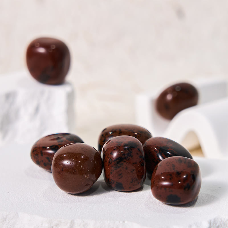 Juego de piedras pulidas de obsidiana roja natural de Olivenorma