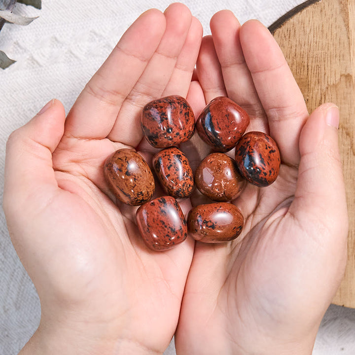 Juego de piedras pulidas de obsidiana roja natural de Olivenorma