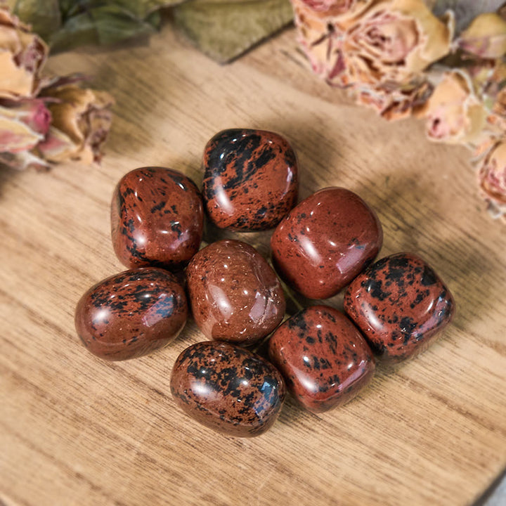 Juego de piedras pulidas de obsidiana roja natural de Olivenorma