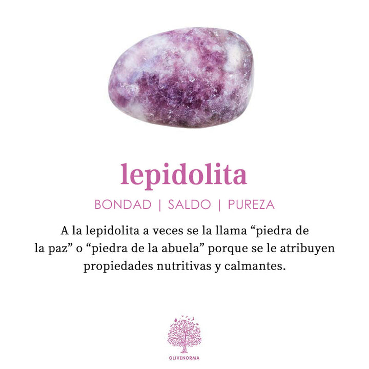 Collar de cuentas de mala de cristal de lepidolita y aguamarina natural de Olivenorma