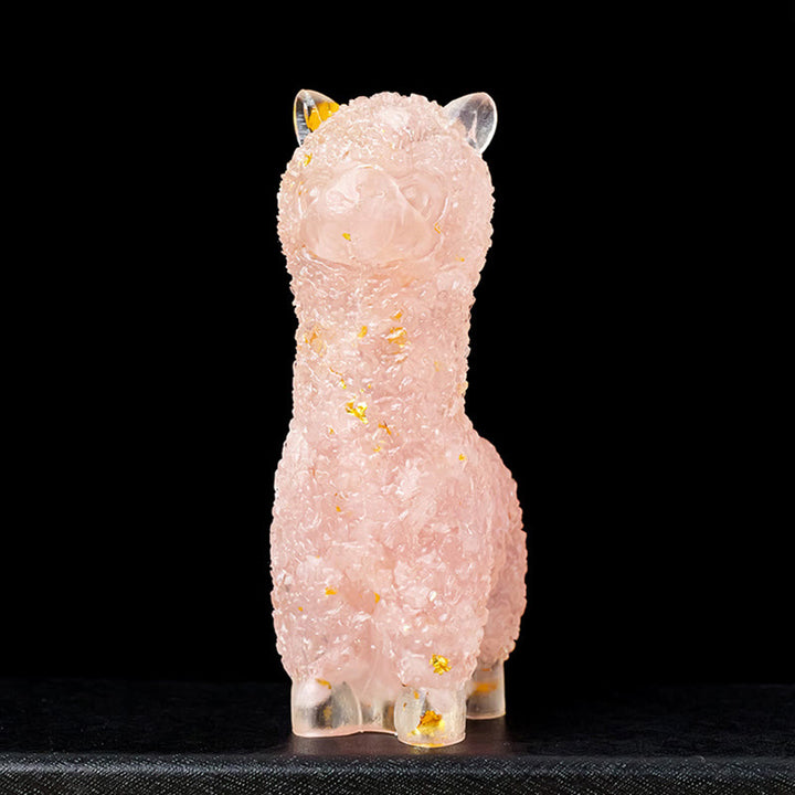 Estatua de alpaca de piedra natural de Olivenorma , decoración con piedras preciosas