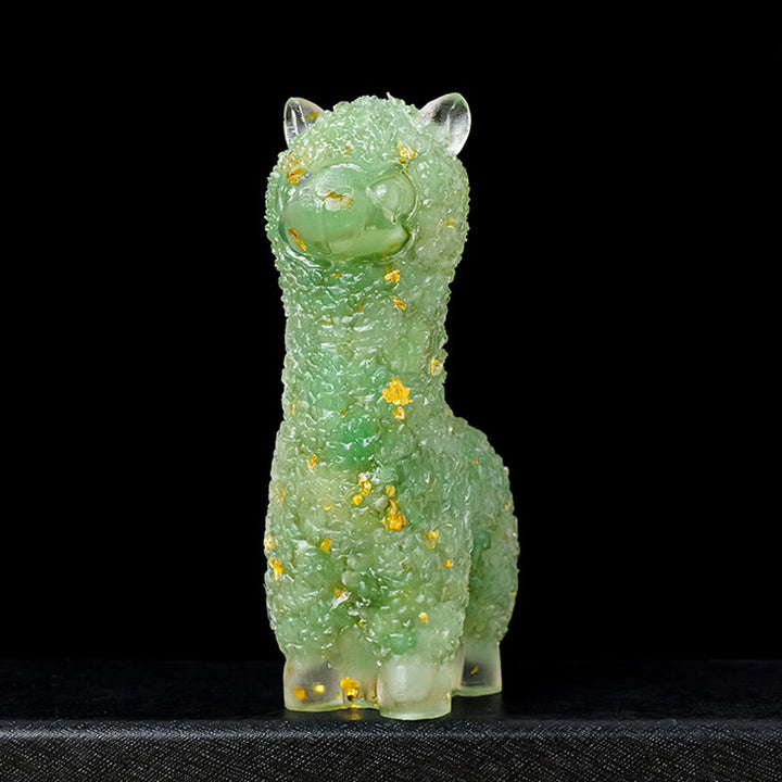 Estatua de alpaca de piedra natural de Olivenorma , decoración con piedras preciosas