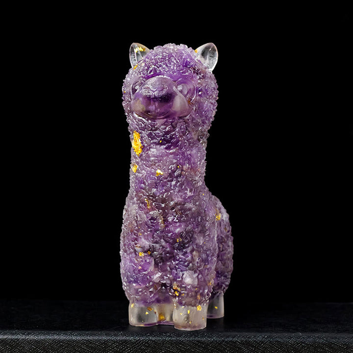 Estatua de alpaca de piedra natural de Olivenorma , decoración con piedras preciosas