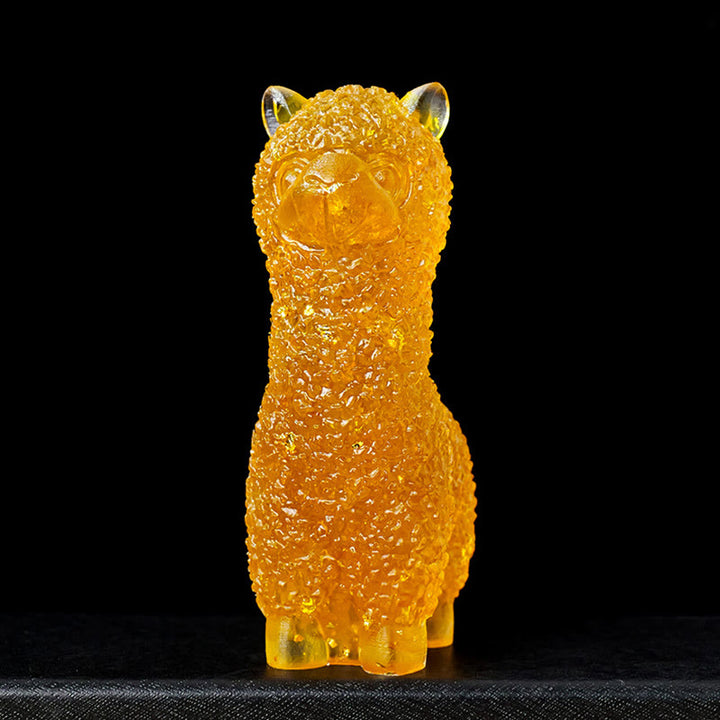 Estatua de alpaca de piedra natural de Olivenorma , decoración con piedras preciosas