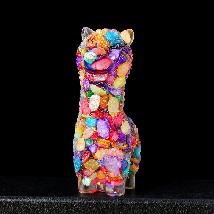 Estatua de alpaca de piedra natural de Olivenorma , decoración con piedras preciosas