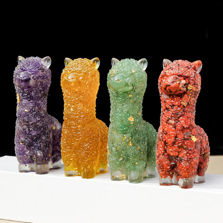 Estatua de alpaca de piedra natural de Olivenorma , decoración con piedras preciosas