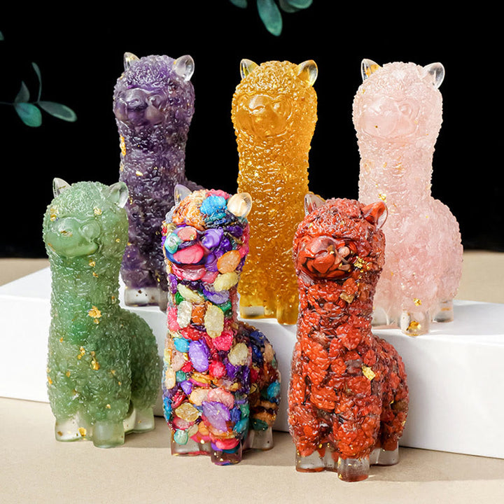 Estatua de alpaca de piedra natural de Olivenorma , decoración con piedras preciosas