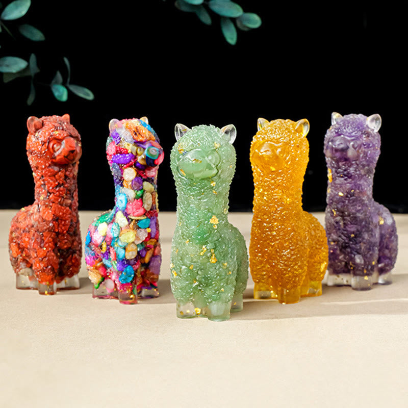 Estatua de alpaca de piedra natural de Olivenorma , decoración con piedras preciosas