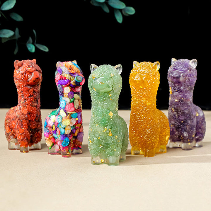 Estatua de alpaca de piedra natural de Olivenorma , decoración con piedras preciosas