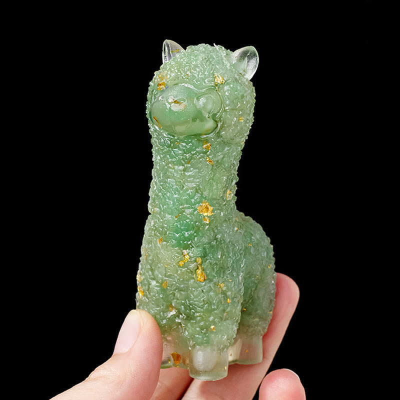 Estatua de alpaca de piedra natural de Olivenorma , decoración con piedras preciosas