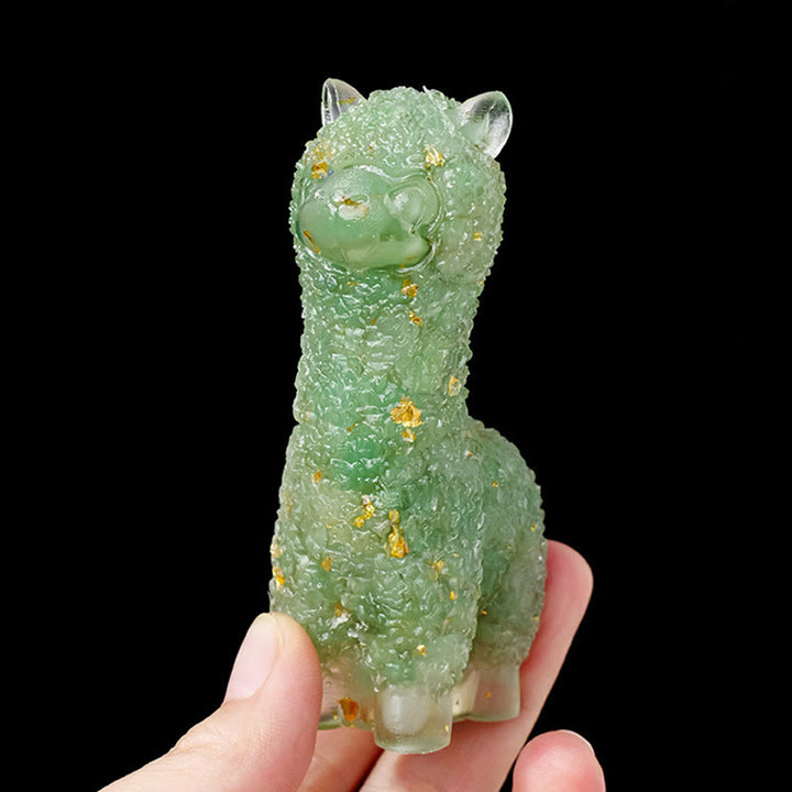 Estatua de alpaca de piedra natural de Olivenorma , decoración con piedras preciosas