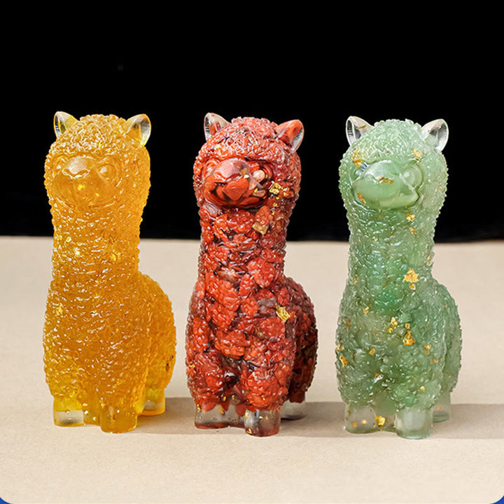 Estatua de alpaca de piedra natural de Olivenorma , decoración con piedras preciosas