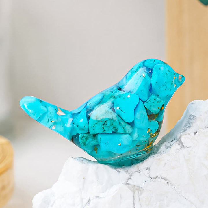 Escultura de pájaro de cristal natural de Olivenorma con piedras preciosas decorativas